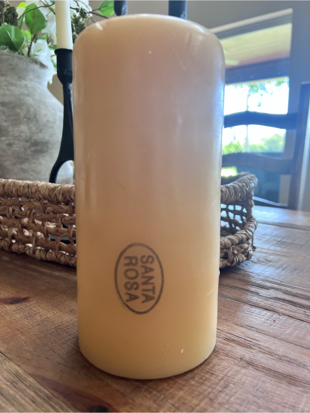 Santa Rosa Handmade Mexican Pillar Candle 8” Amber Paraffin Unscented Smokeless